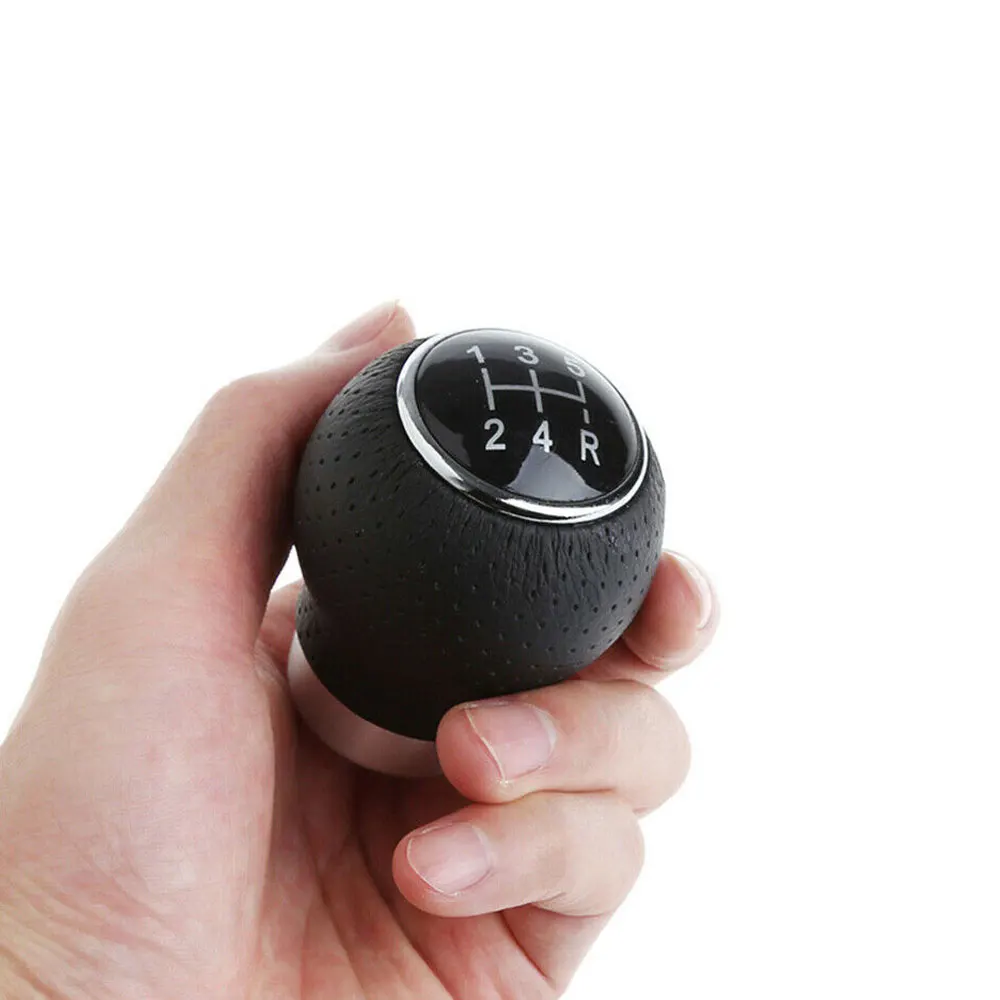 

Universal 5 Speed Black Leather Aluminum Manual Shift Knob Gear Stick Shifter Lever with Adapters Car Interior Accessories