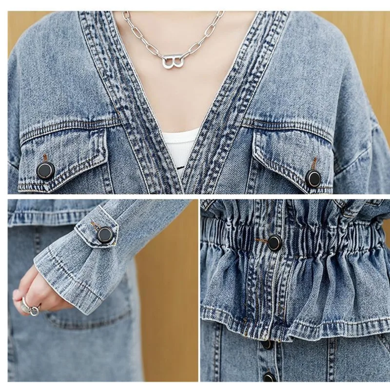 Two-piece suit Vintage Denim Sets Women 2024 Fashion New Autumn Elegant Temperament Slim Denim Jacket+Skirt Lady Clothing Suit