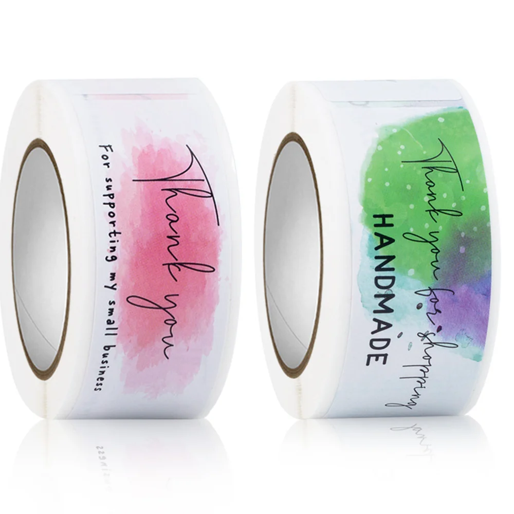 Rectangular Section Thank You Sticker Vintage Coated Paper Self-Adhesive Label Decorative Sticker Cute Kawaii Stationery