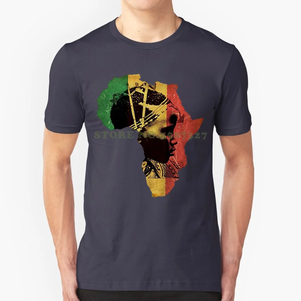 Hipster Tee Shirt Homme Africa T Shirt African Map Cotton Tee Black History Haile Selassie I Jah