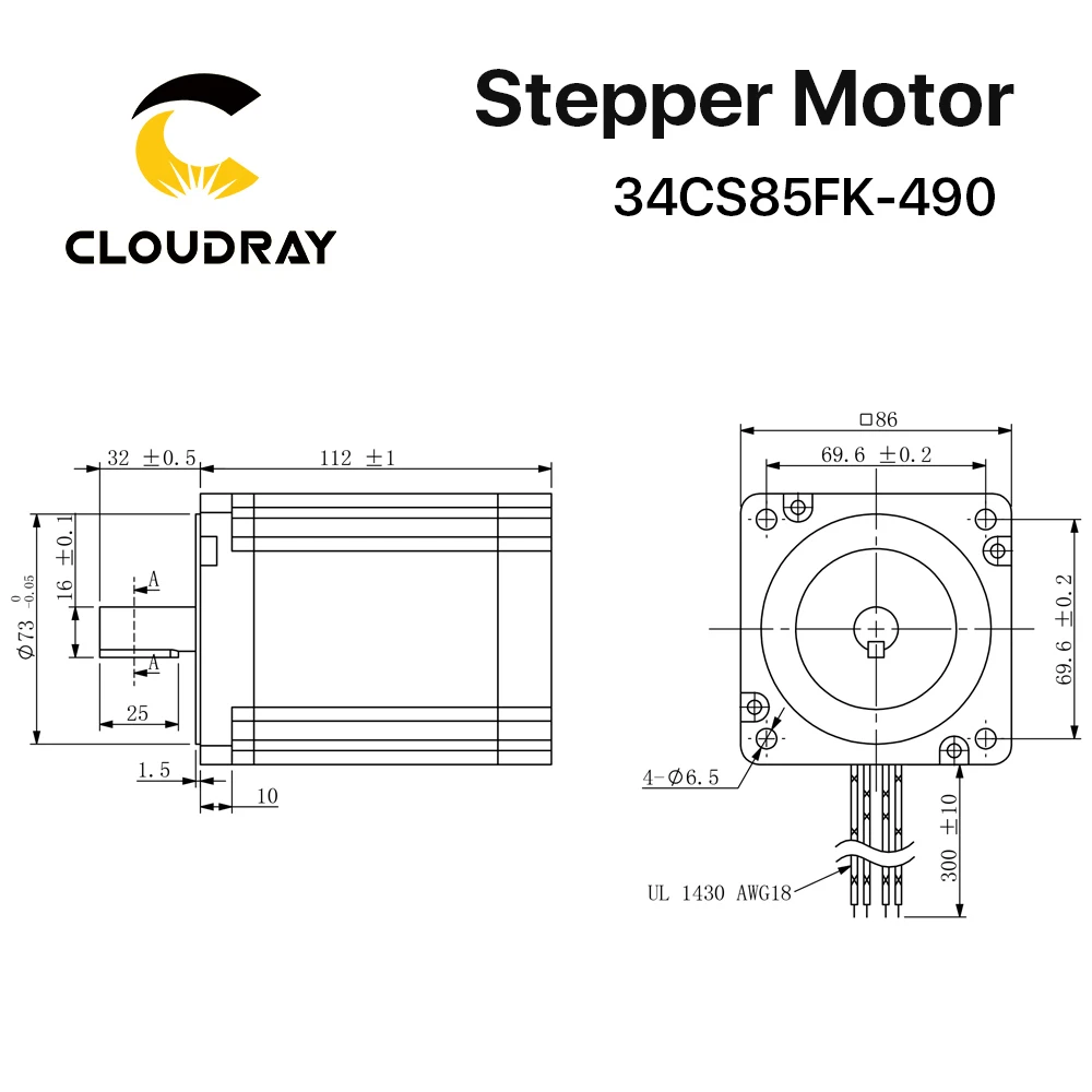 Imagem -04 - Cloudray-nema 34 Kit de Motores de Passo Open Loop Elevado Binário Gravação Cnc Fresadora 85 N.m 49a 112 mm