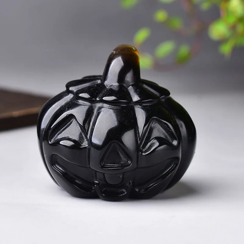 1PC Natural Obsidian Pumpkin Cranium Quartz Crystal For Sale Stones Home Decorative Mineral Crystals Skulls Healing