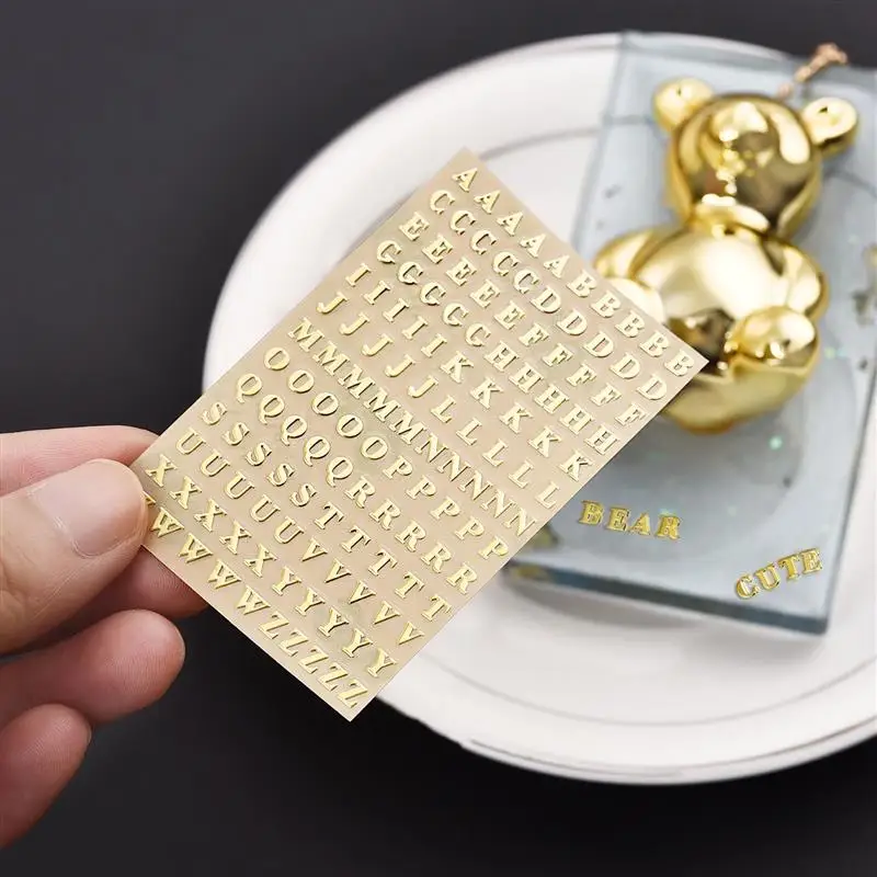 エポキシ樹脂金型,3mmのアルファベットの文字,装飾ステッカー,シルバーとゴールドの文字,uv充填用