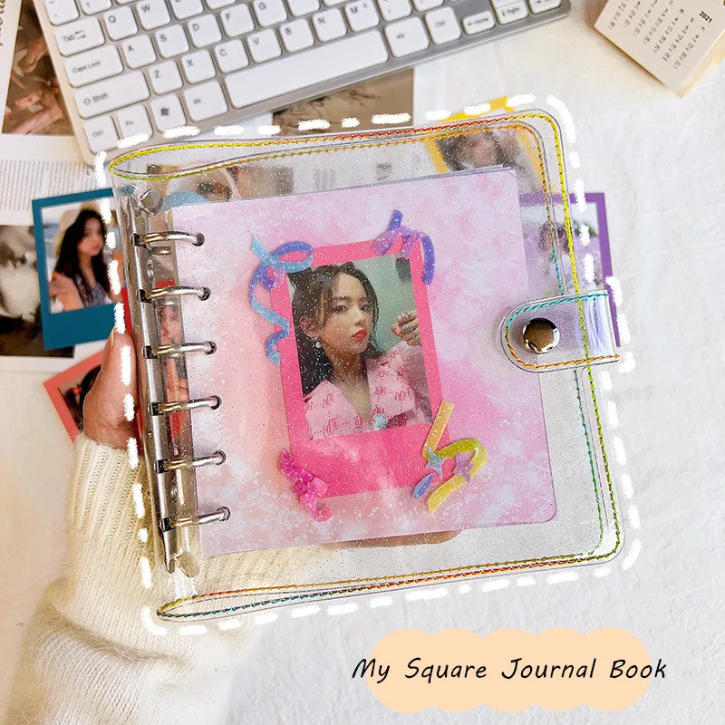 Sharkbang Square Binder Journal Notebook Glitter Rainbow Cover Agenda Planner Refill Papers DIY Kpop Collect Book Stationery