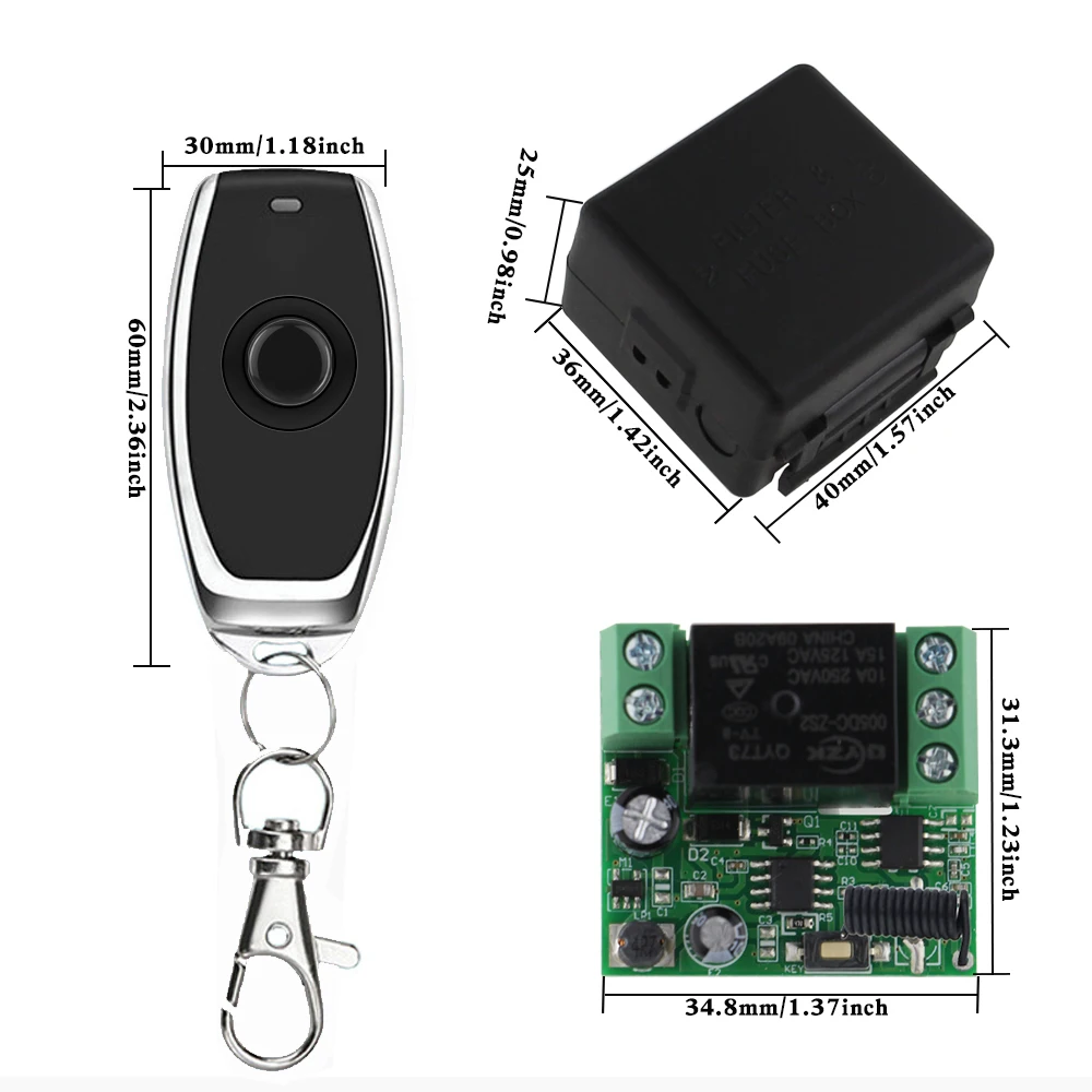 433 MHz DC 12V 24V Wireless universal remote control switch 10A 1CH RF relay receiver and transmitter For Access control DIY