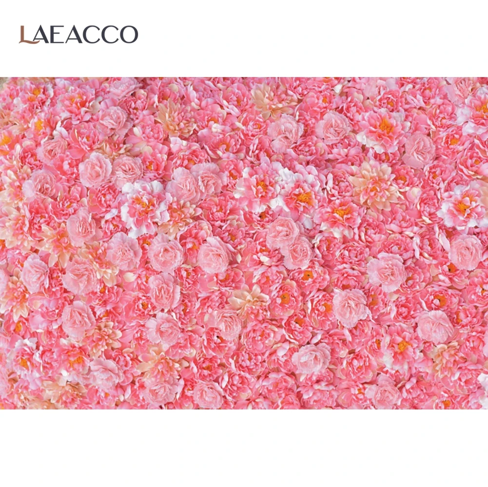 Laeacco-خلفية صور رومانسية لحديثي الولادة ، زهور وردية ، خلفية للتصوير الفوتوغرافي لمرحلة الزفاف ، صورة خلفية لاستوديوهات الصور