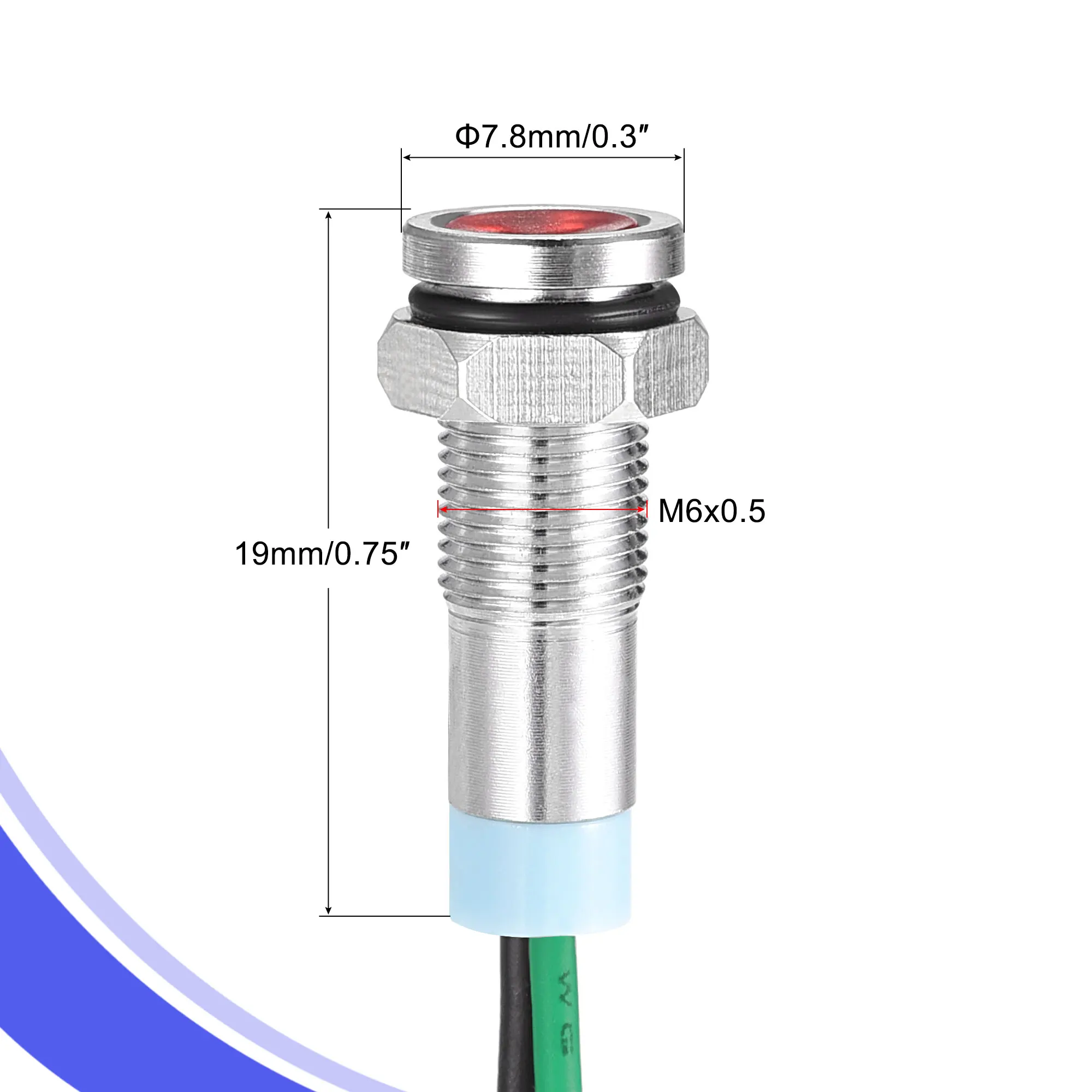 Uxcell 5 قطعة AC/DC 110V 6 مللي متر 5 اللون LED ضوء مؤشر الإشارة دافق لوحة + 150 مللي متر كابل
