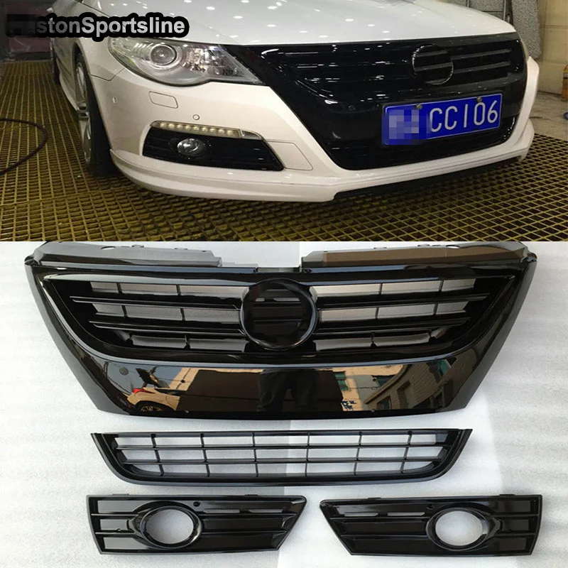 CC 4PCS/Set Black Front Racing Grills Bumper Hood Grille Grill for Volkswagen Passat CC 2009-2012 Car Accessories