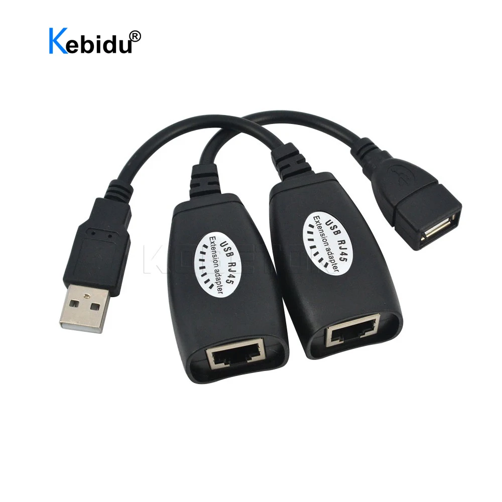 1ペアusb延長アダプタusb utpエクステンダーアダプタ単一RJ45イーサネットCAT5E 6ケーブルまで150ft