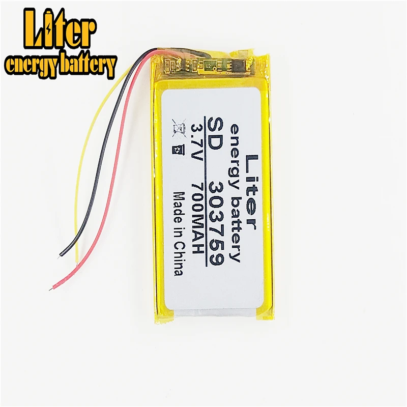 3 line 3.7V 700mAh [303759] Polymer lithium ion / Li-ion battery for ,samrt watch,GPS,mp3,mp4,speaker