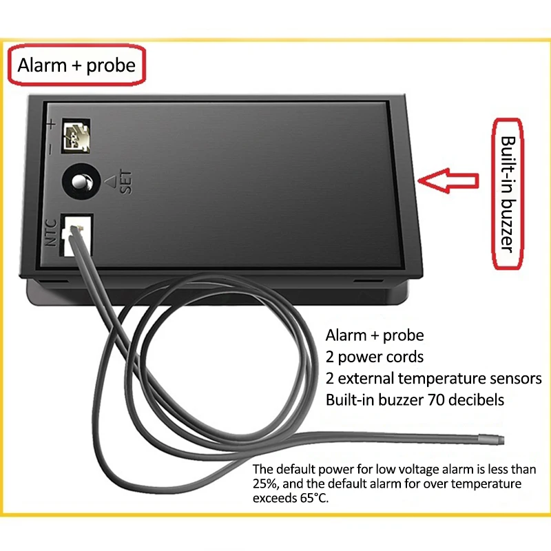 DC 10V-100V Battery Capacity Indicator 12V 24V 36V 48V 60V 72V Li-ion Lead acid Battery Tester LCD Voltmeter Temperature Meter