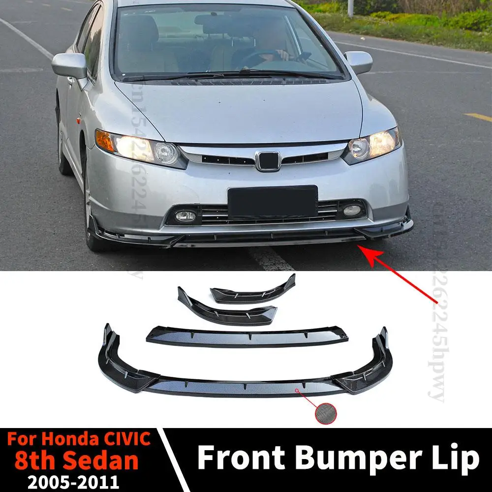 High Quality Tuning Accessories Front Bumper Lip Chin Cover Trim Deflector For Honda CIVIC 4D 2005 2006 2007 2008 2009 2010 2011