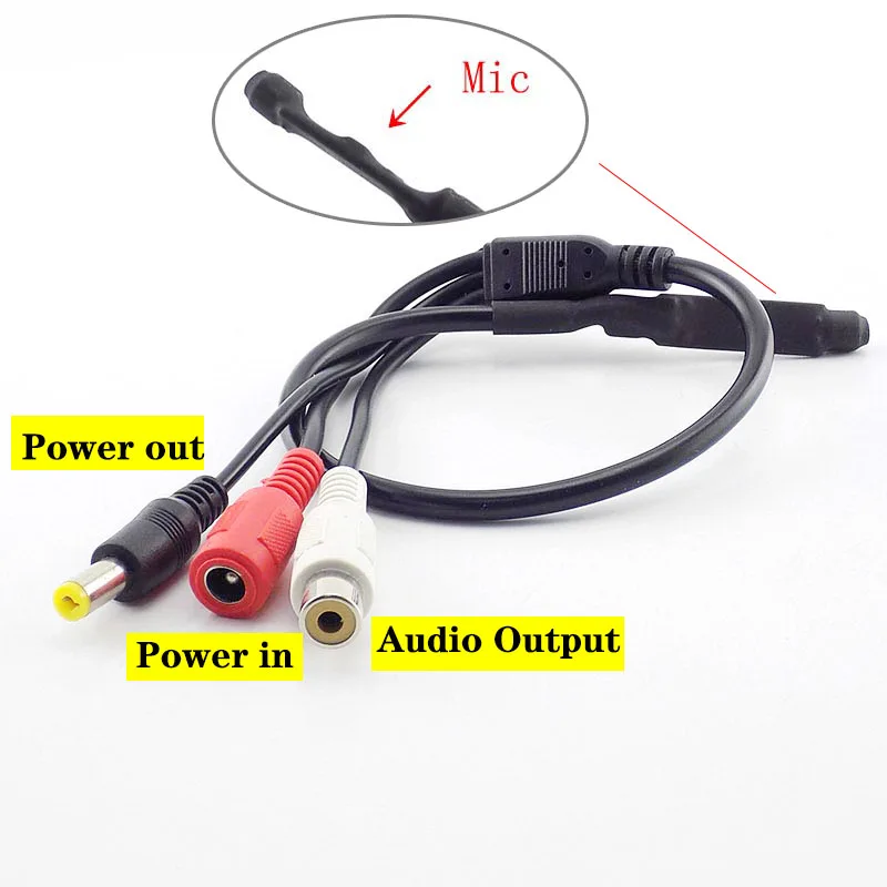 Mini CCTV Audio Microphone Mic For Security Audio Camera Sound Monitor Pick Up RCA Power Cable CCTV Camera DVR High Sensitive