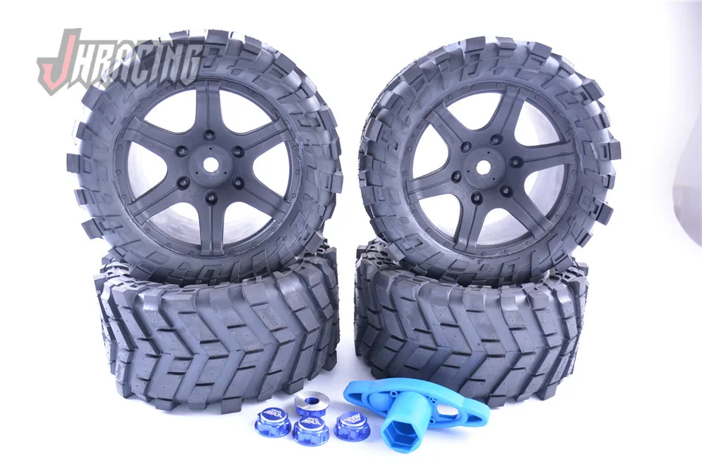 

High grip High wear resistance Widened tires with nuts for 1/5 ROFUN LT LOSI 5IVE-T TRAXXAS X-MAXX 220*105mm