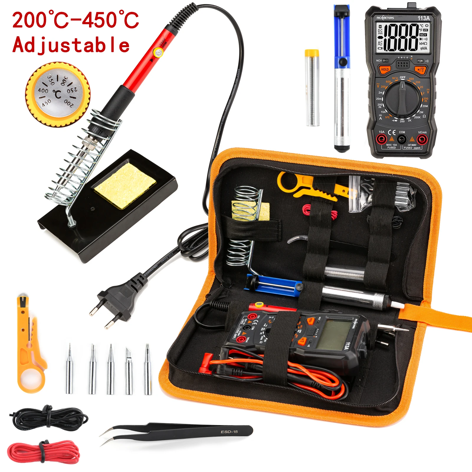 Soldering Iron with Digital Multimeter Kit Adjustable Temperature Auto Ranging AC/DC Tester Multimetro Welding Tool Kits