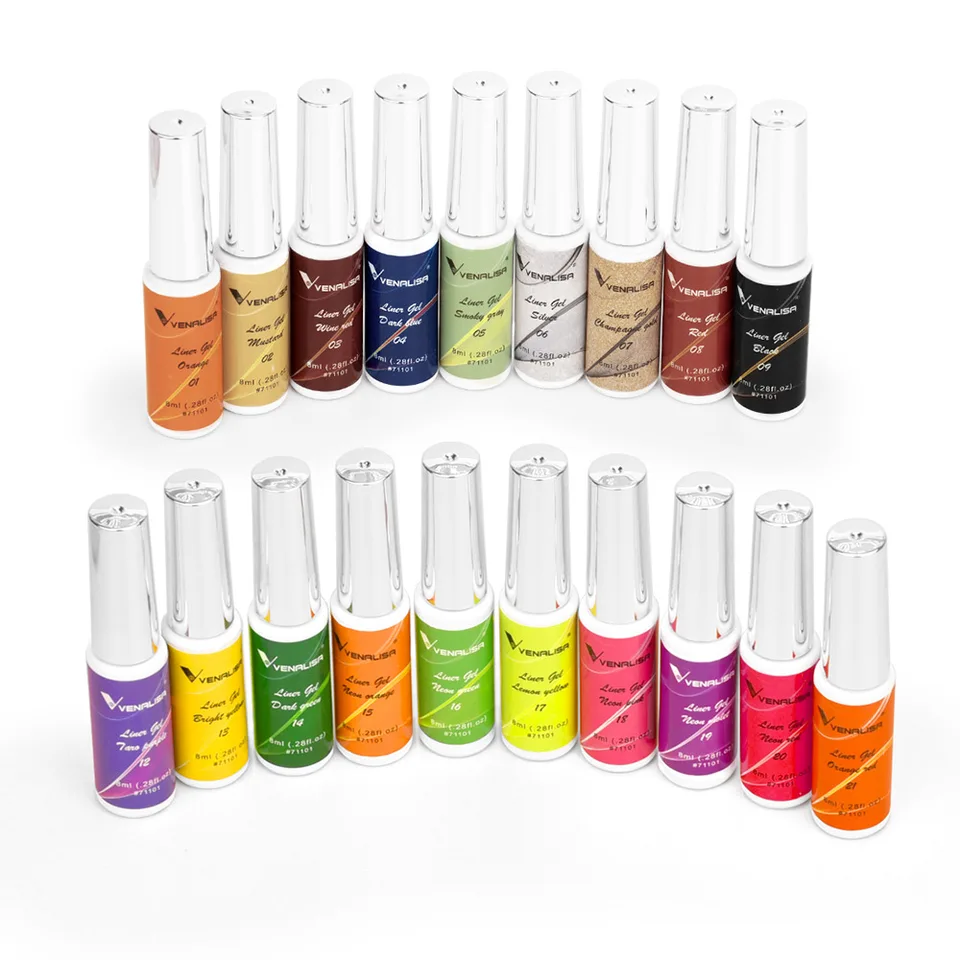 Gel liner Venalisa 8ml para uñas francesas, esmalte en gel UV LED para pintar, diseño de arte de uñas, color glitter hermoso, esmalte para dibujo DIY 6