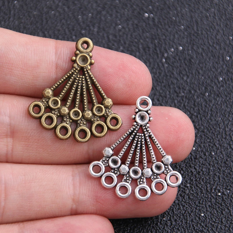 

12pcs 25*27mm Two Color Zinc Alloy Vintage Pendant Charm Jewelry DIY Hollow Circle Connector Pendant Necklace