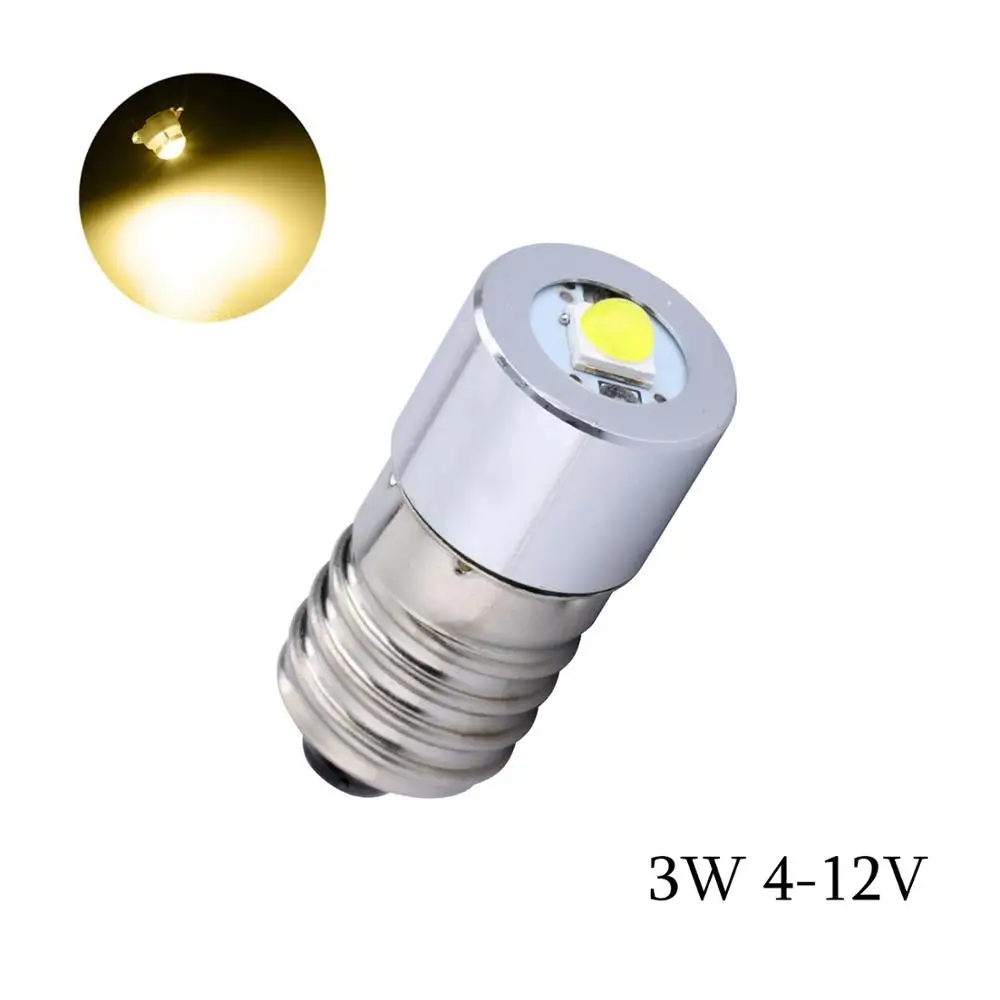 

E10 3W 4-12V Led Bulbs Flashlight Replacement Bulb Torch Emergency Light Work Bulbs for Warm White 3000K