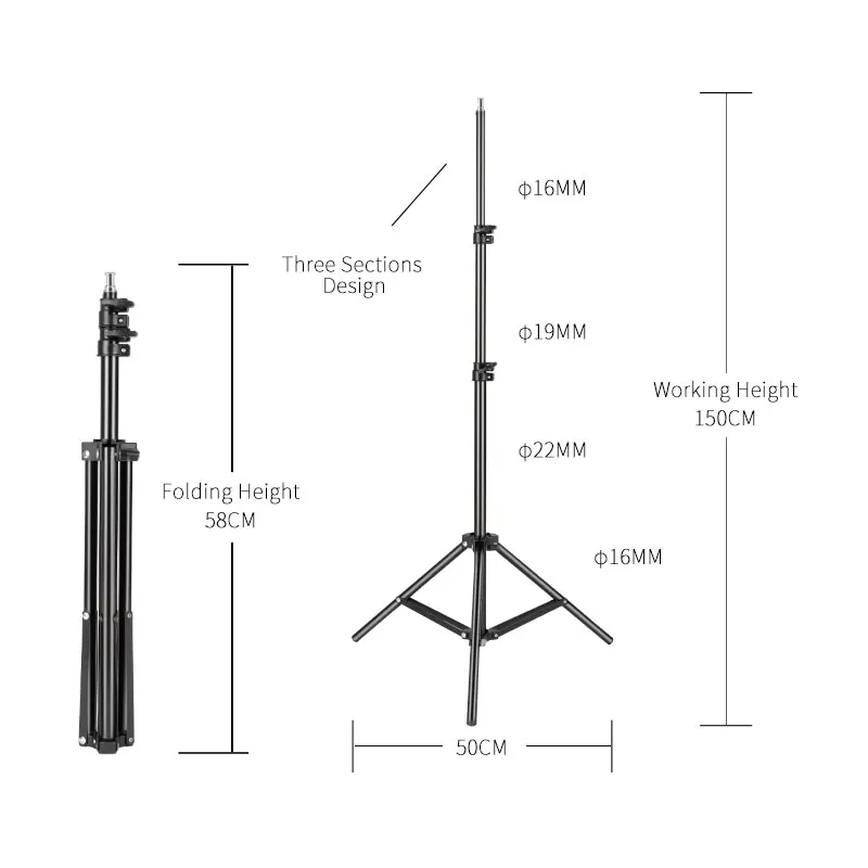 37/68/100/150/190cm level Screw Head Photography Selfie Portable Light Tripod Stand Trepied Smartphone For Mini Photo Studio