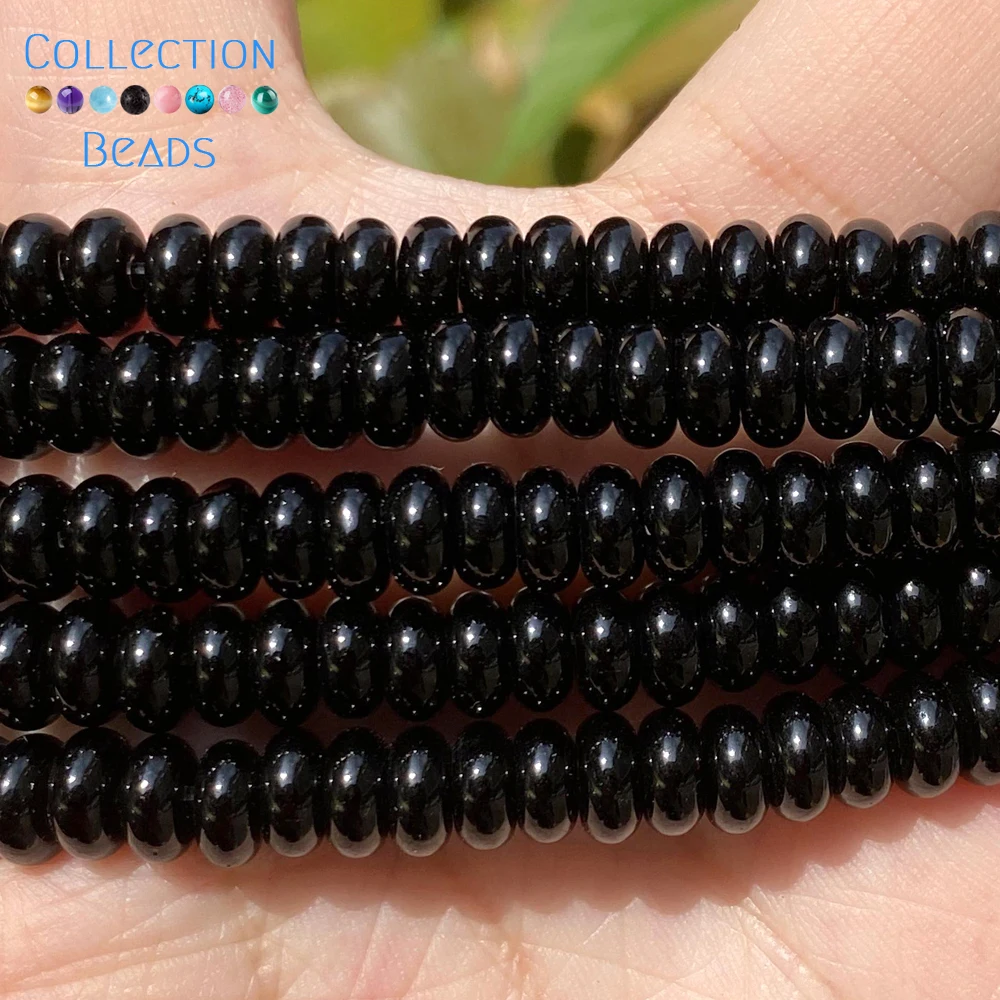 3x6mm Natural Stone Black Agates Carnelian Wheel Shape Flat Round Spacer Loose Beads For Jewelry Making DIY Bracelet Accessories