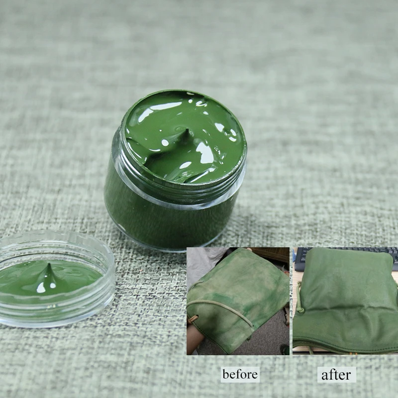 Crema de zapatos de pintura de cuero para colorear en bolsa, sofá, asiento de coche, arañazos, verde militar, reparación de tinte de cuero Re, 30ml