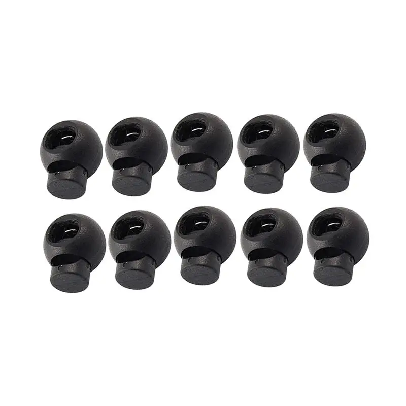 25 Pcs Plastic Toggles Round Spring Toggles Luggage Lanyard Stoppers Spring Loaded Cord Lock End Stoppers (Black)