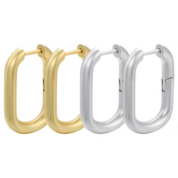 ZHUKOU NEW Hot Hoop earrings Geometric rectangle small hoop earrings for women gold color women earrings wholesale VE375