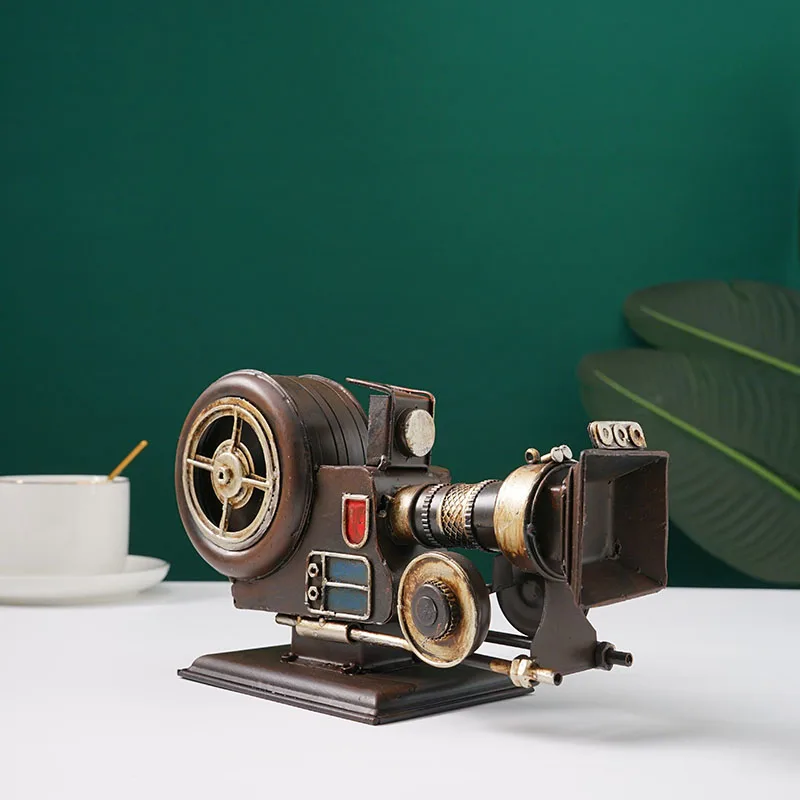 

Retro Old simulation camera model metal industrial decoration projector model antique Bar Cafe clothing shop soft Photo Propsiro