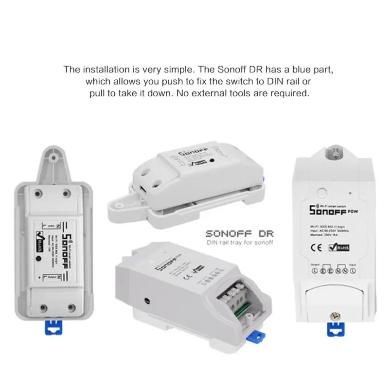 Sonoff DR DIN Rail Tray modulo domotico intelligente supporto per custodia su guida regolabile soluzione per centralino per prodotto Sonoff