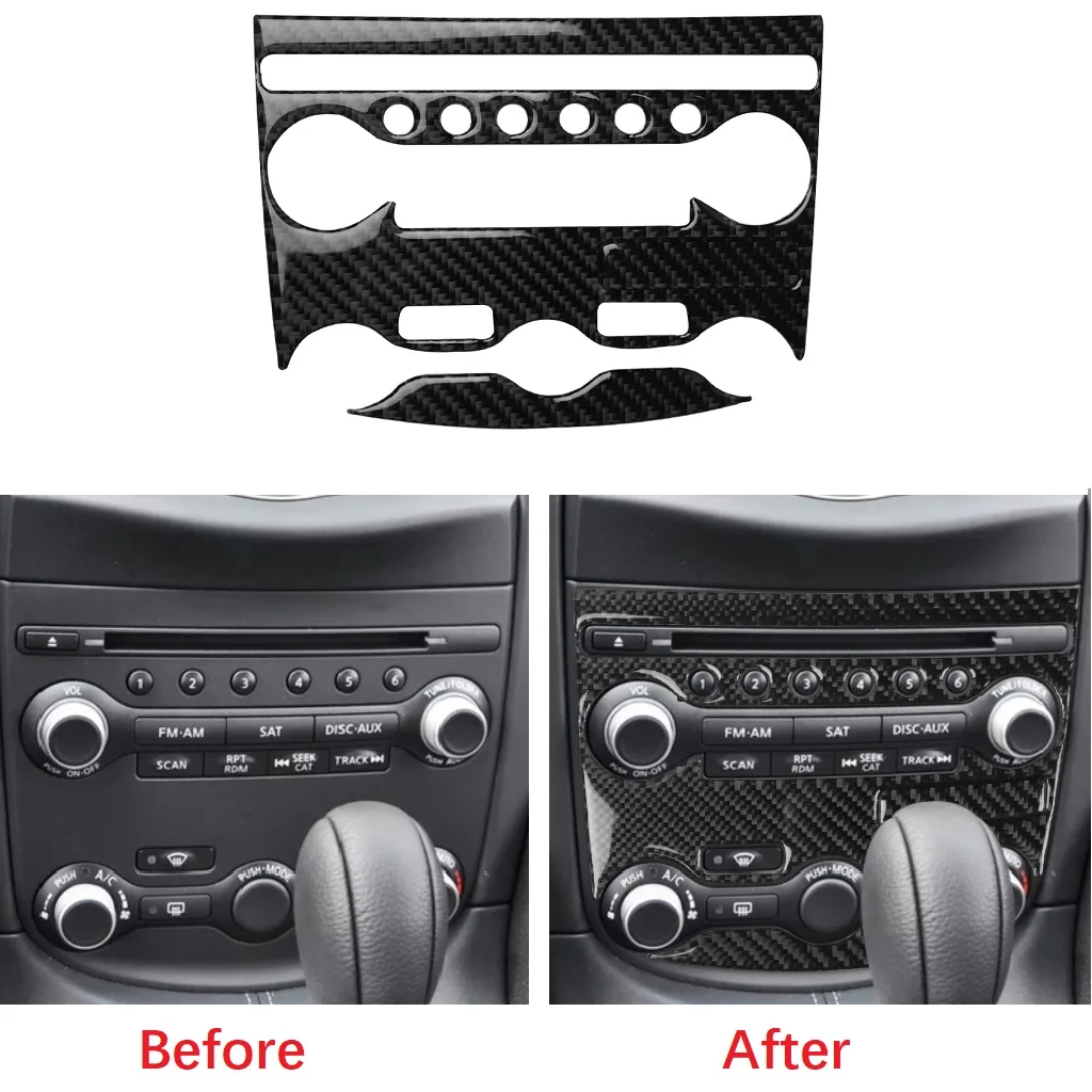 

Carbon Fiber CD Console Panel Air Conditioning Panel Cover Car Interior Accessories For Nissan 370Z Z34