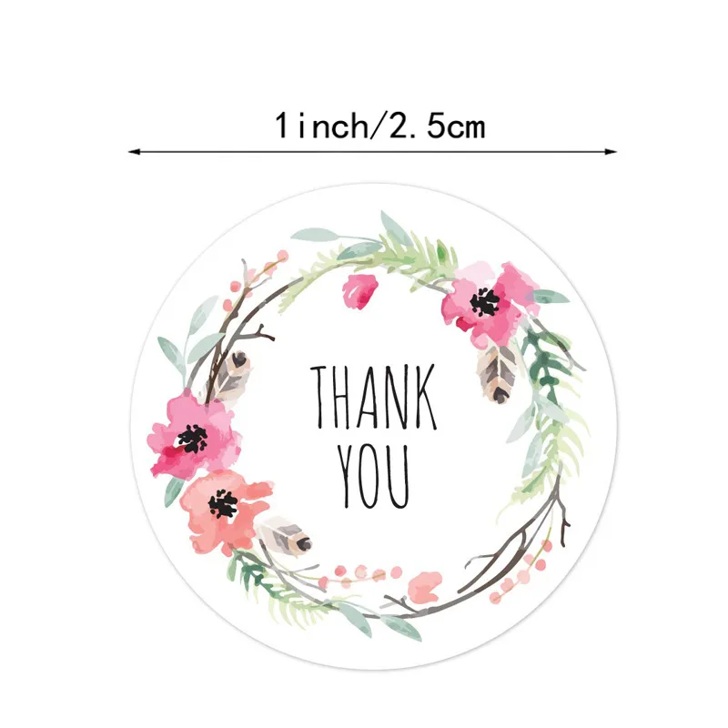 100-500 pcs 6 designs floral thank you sticker seal label Christmas gift decoration sticker packaging stationery sticker