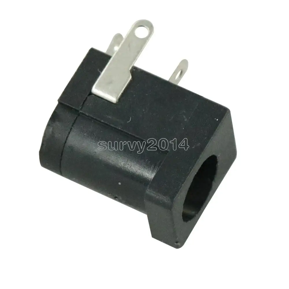 10Pcs 5.5X2.1มม.DC-005สีดำปลั๊ก DC Power Jack DC Supply Barrel-Type มุมขวา PCB Mount Terminal