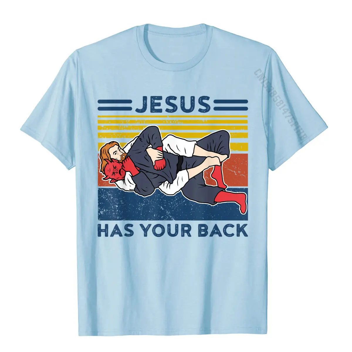 Jiu Jitsu Shirts Jesus Has Your Back Mens BJJ MMA Jujitsu T-Shirt Cotton Tshirts For Men Geek Tees Plain Simple Style