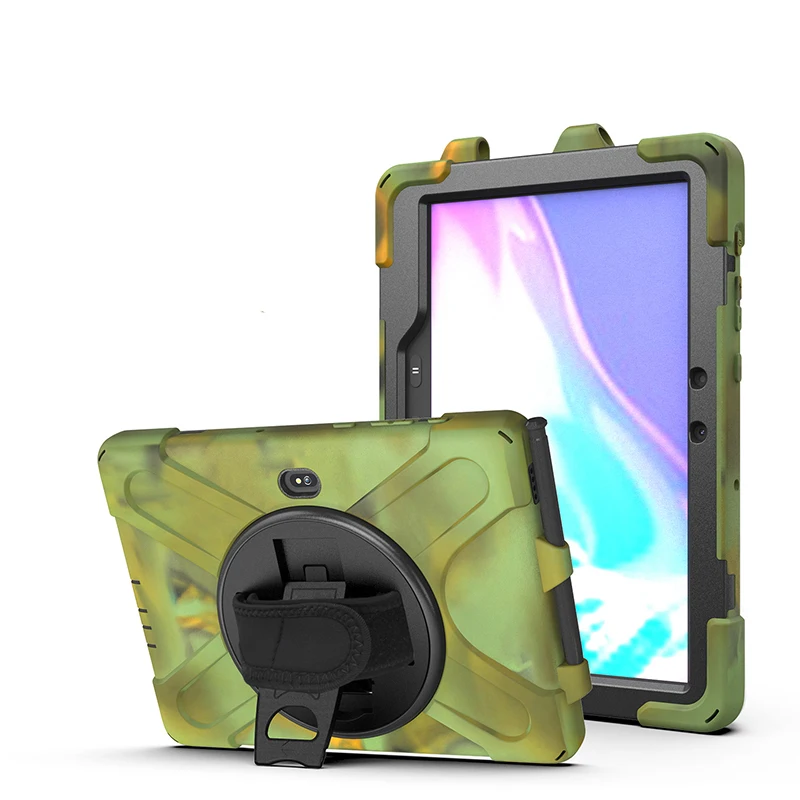 

Silicone Case for Samsung Galaxy Tab Active Pro 10.1 T545 T547 T540 Durable Back Cover with Hand Strap and Rotatable Kickstand