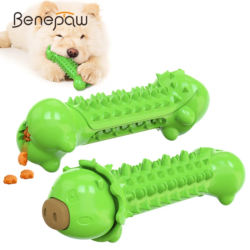 Benepaw Durable Toys For Dog Chew Nontoxic Rubber Floatable Food Dispensing Pet Toys IQ Improvement Puppy Toothbrush Treat Stick