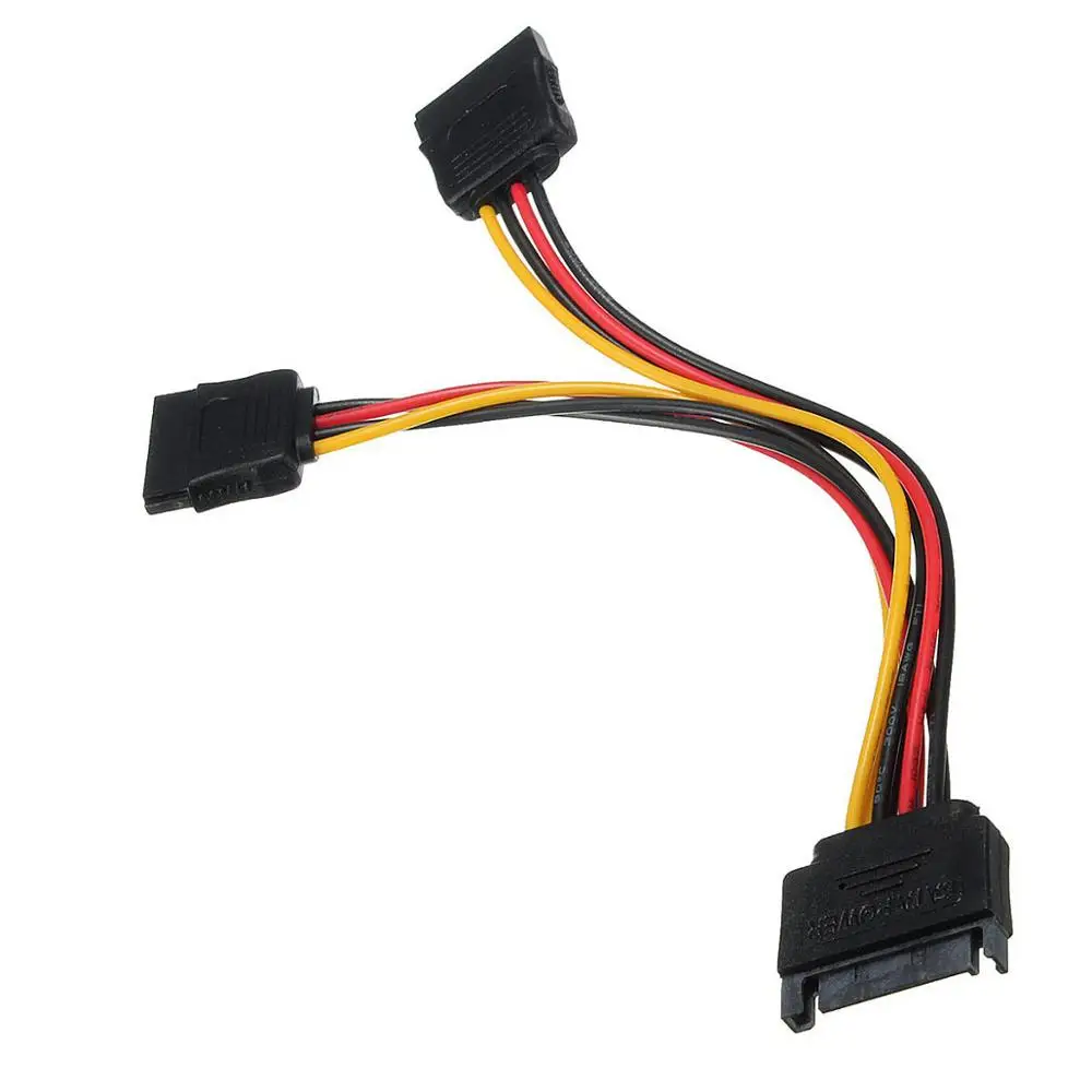 SATA 15-pin splitter cable adapter splitter, male to female, one male and two, for hard drive thermal Y splitter adapter