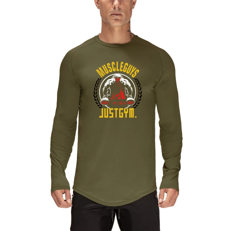 Mens Gym Fitness Running Training Casual Basic O-Neck T-Shirt Sporting Fashion  Comfortable Long Sleeve T-shirt
