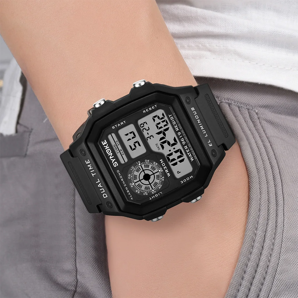 SYNOKE Multifunctional Digital Sport Watch Men Camouflage Waterproof Mens Wristwatches Fashion Retro Male Watches reloj hombre