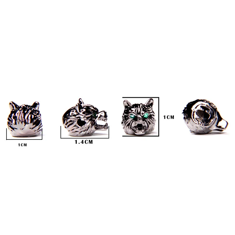 3D High quality Gun Black Wolf Alsatian dog head beads metal loose spacer beads charm for jewelry making bracelet handmade diy