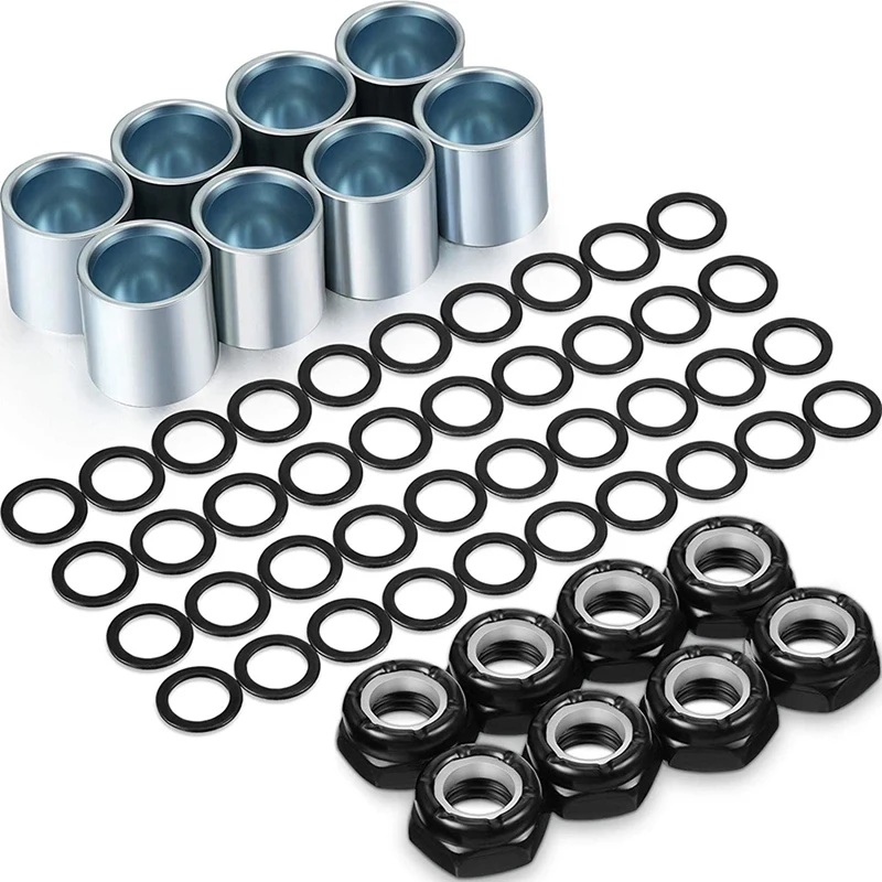 

56 Pieces Skateboard Truck Hardware Kit Includes Spacers, Axle Nuts and Speed Rings for Skateboard and Longboard