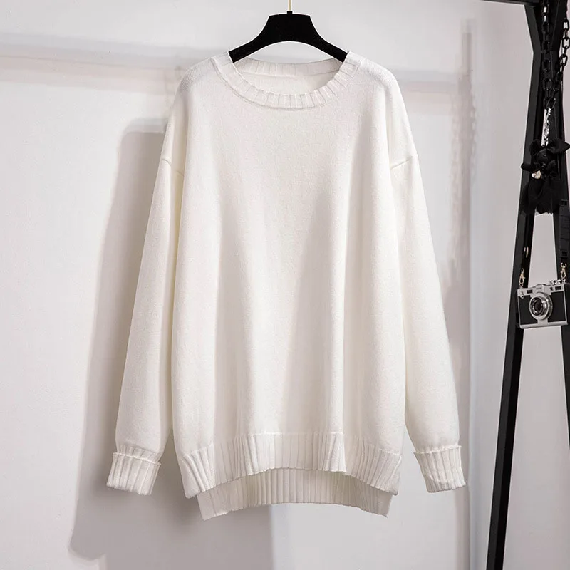 170Kg Plus Size Bust 160cm Spring Autumn Loose Pullover Fashion Round Neck Long Sleeve Knitted Sweater 6XL 7XL 8XL 9XL 10XL