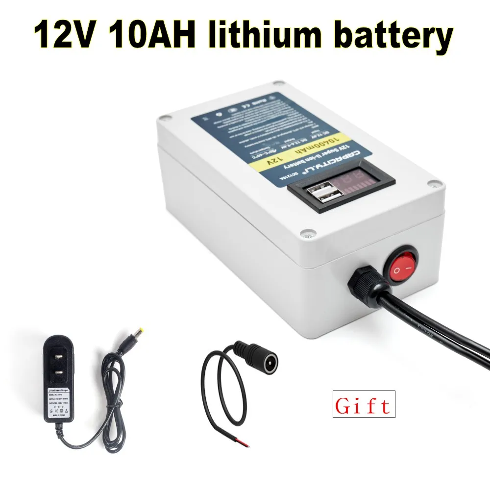 Capacity.li-batería de litio recargable de 12V y 10Ah para iluminación exterior, fuente de alimentación de emergencia, enrutador de audio con monitoreo de motor de 12V