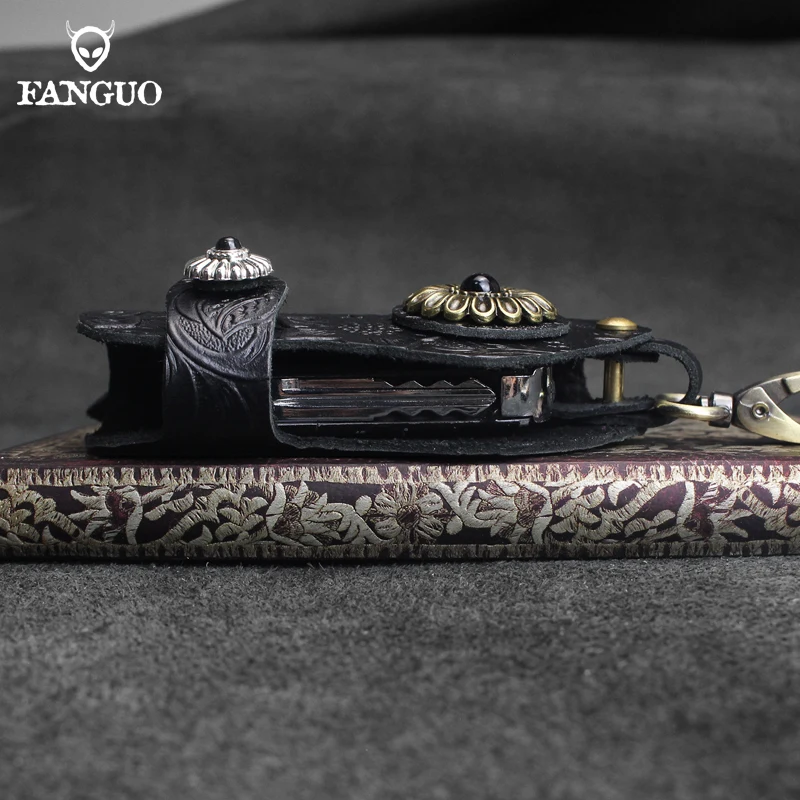 Da Bò Móc Treo Chìa Khóa Da Thật Chính Hãng Da Nam Khóa Túi Móc Khóa Nữ Quản Gia Ban Đầu Thiết Kế Túi Túi