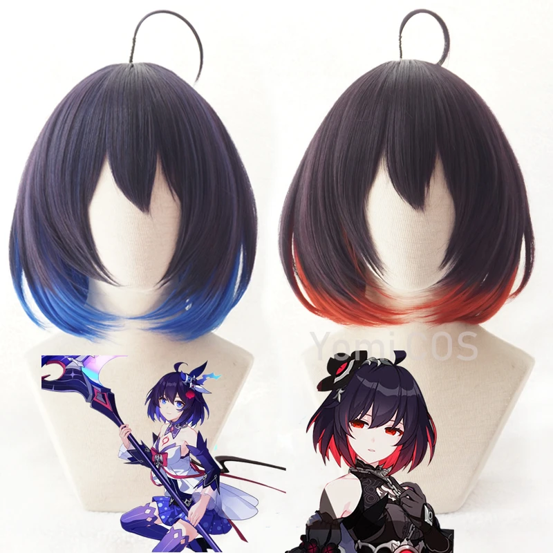 Honkai Impact 3 Seele Vollerei Red Blue Black Mixed Color Short Heat Resistant Synthetic Hair Halloween Carnival Party Cosplay