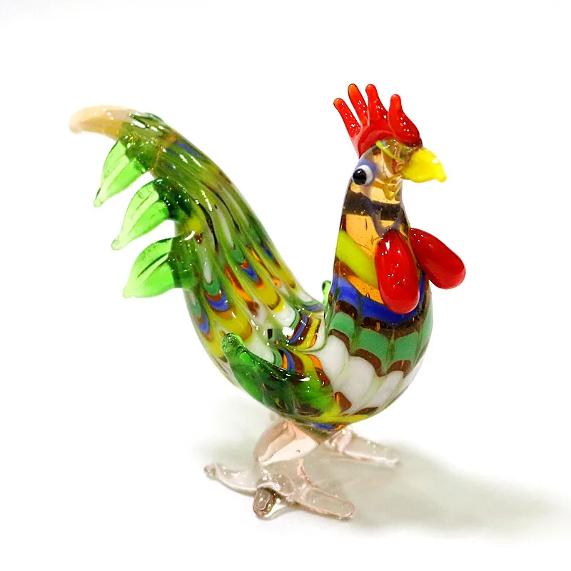 Kleurrijke Murano Glazen Haan Ambachtelijke Beeldjes Miniatuur Leuke Handgemaakte Pik Kip Dieren Ornamenten Home Decor Nieuwjaar Geschenken