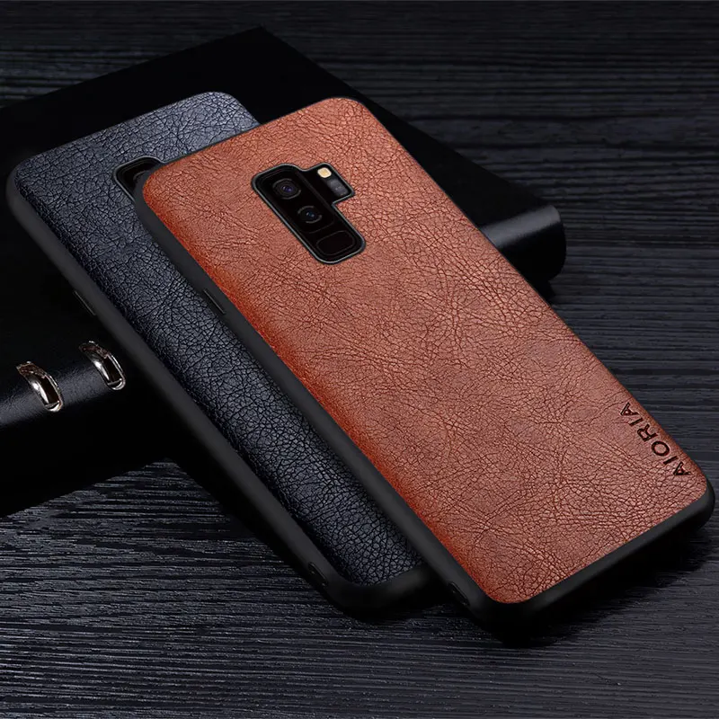 Leather Case For Samsung Galaxy S9 Plus Luxury Business Style Retro Litchi Pattern TPU Phone Cover for samsung s9 plus Back Case