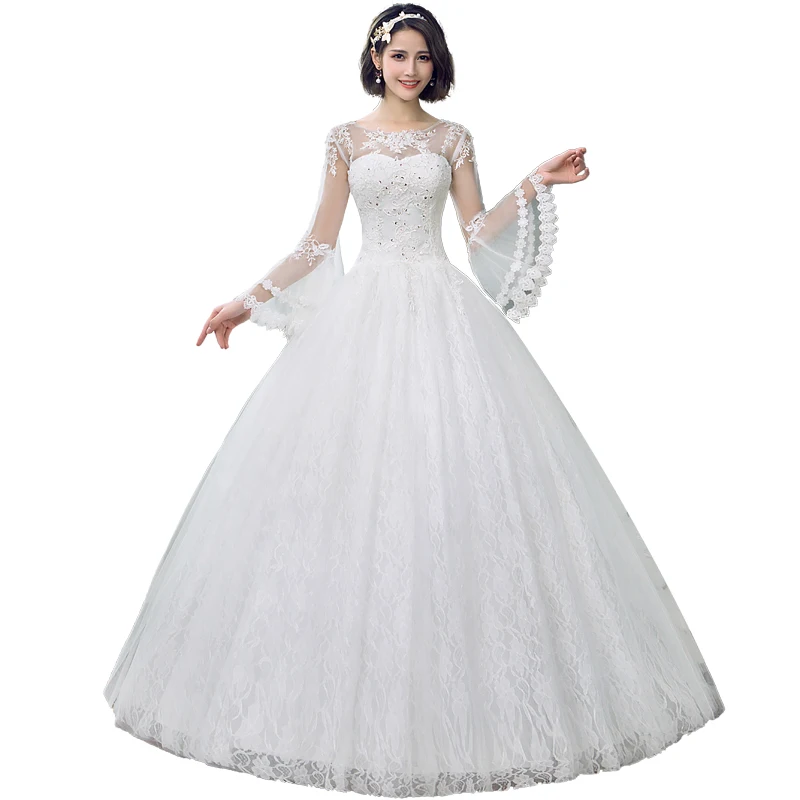 Robe de mariée princesse à lacets, manches longues, robe de mariée, robe de Rh, quel que soit