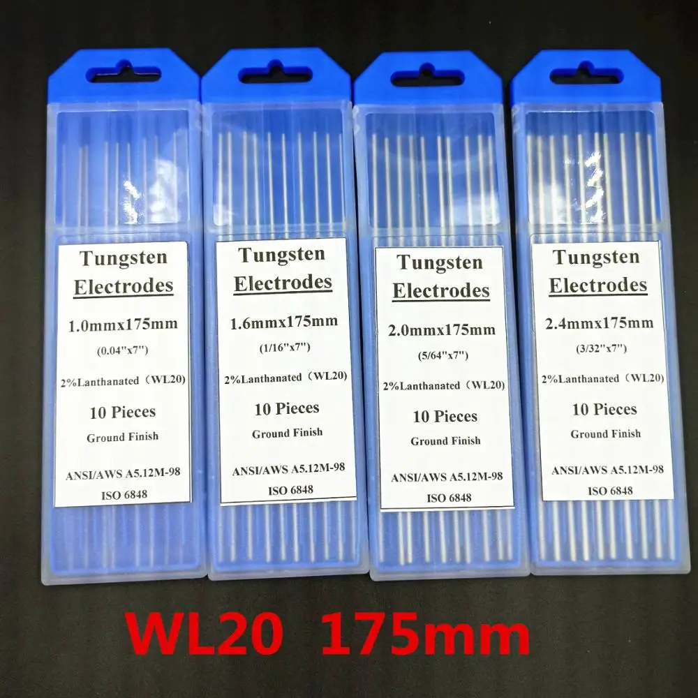 10pcs/set 175mm WL20 2% Lanthanum Tungsten Electrode Weld Rods for Welding Machine 1.0/1.6/2.0/2.4/3.0/3.2mm Diameter Tig Rods