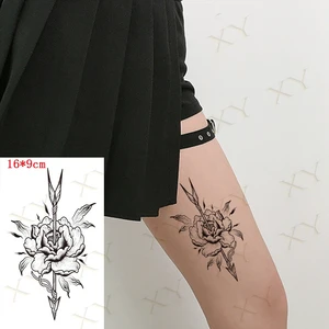 Waterproof Temporary Tattoo Sticker Rose Arrow Cross Flash Tatto Lion Crown Sheep Head Art Arm Fake Sleeve Tatoos for Women Men