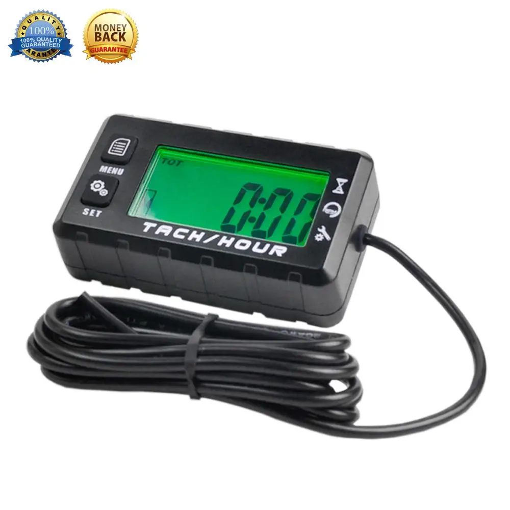 Multifunction Tach Hour Meter Digital Inductive Tachometer LCD with for Gasoline Engine ATV UTV Chainsaws Outboards Motor ATV Ma